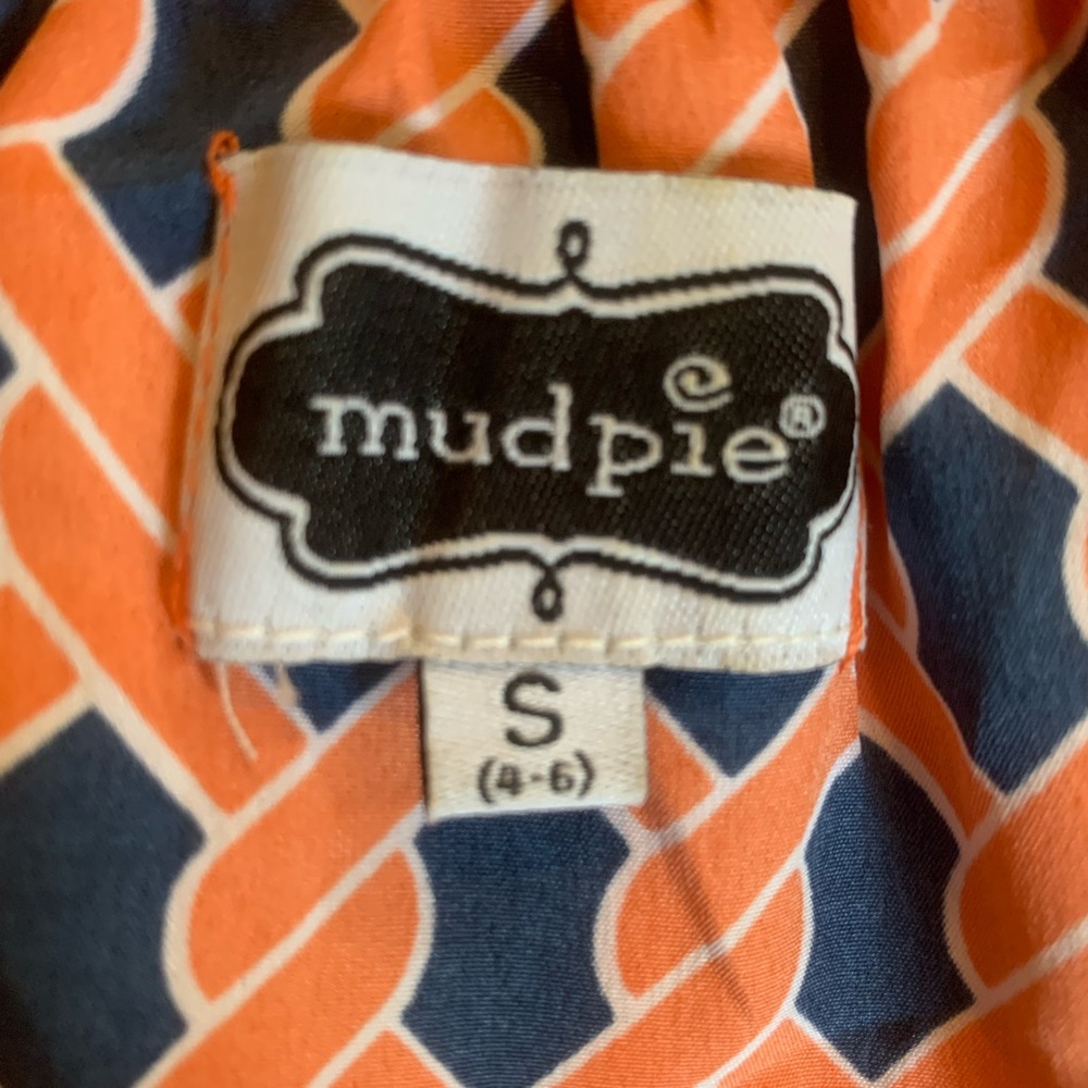 Mud Pie Vibrant Orange and Blue Long Sleeve Dress - Picture 3 of 5